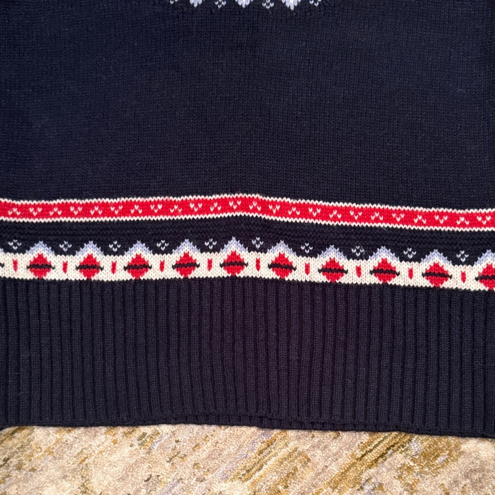 J.Crew NWT Navy Blue/Red Fair Isle Patterned Sweater Lambs Wool Blend Women XXS - Picture 6 of 7
